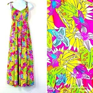 Magari Colorful Tropical Print Maxi Dress Size M